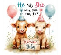 He or She Highland Cow Gender Reveal Guest Book - Rustic Baby Shower Memory Keepsake: Country Farm Theme Baby Shower Sign-In Book with Space for Guest ... - Boy or Girl Reveal Party Keepsake