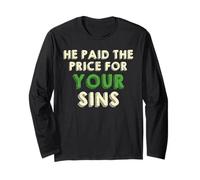 He Paid The Price for Your Sins Christian Faith Cross Manga Larga