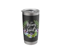 He Restores My Soul Bible Verse Psalm 23 3 Floral Wreath Vaso térmico de acero inoxidable de doble pared