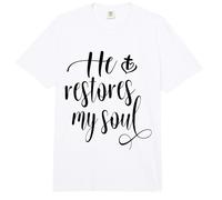 He Restores My Soul Bible Verses Psalm 23 3 Christian Comfort Colors Adult Heavyweight T-Shirt