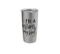 He Restores My Soul Bible Verses Psalm 23 3 Christian Vaso térmico de acero inoxidable de doble pared