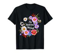 He Restores My Soul Verso de la Biblia Christian Floral Women Camiseta