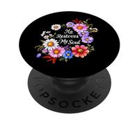 He Restores My Soul Verso de la Biblia Christian Floral Women PopSockets PopGrip Adhesivo