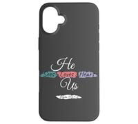 He Sees Loves Hears Us Psalm 116:1-2 Color Splashes Carcasa para iPhone 16 Plus