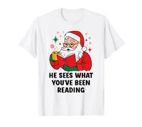 He Sees What You've Been Reading Santa Book Lover Christmas Camiseta