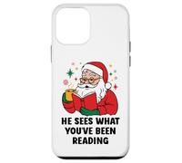 He Sees What You've Been Reading Santa Book Lover Christmas Carcasa para iPhone 12 Mini