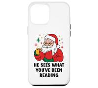 He Sees What You've Been Reading Santa Book Lover Christmas Carcasa para iPhone 12 Pro MAX