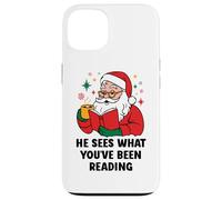 He Sees What You've Been Reading Santa Book Lover Christmas Carcasa para iPhone 13