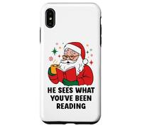 He Sees What You've Been Reading Santa Book Lover Christmas Carcasa para iPhone XS MAX