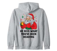 He Sees What You've Been Reading Santa Book Lover Christmas Sudadera con Capucha