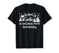 He Sees What You've Been Reading Santa Christmas Book Lovers Camiseta