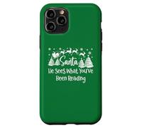 He Sees What You've Been Reading Santa Christmas Book Lovers Carcasa para iPhone 11 Pro