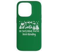 He Sees What You've Been Reading Santa Christmas Book Lovers Carcasa para iPhone 14 Pro