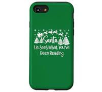 He Sees What You've Been Reading Santa Christmas Book Lovers Carcasa para iPhone SE (2020) / 7/8