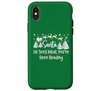 He Sees What You've Been Reading Santa Christmas Book Lovers Carcasa para iPhone X/XS