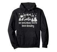 He Sees What You've Been Reading Santa Christmas Book Lovers Sudadera con Capucha