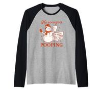 He Sees You When You’re Pooping Shirt Navidad Divertido Camiseta Manga Raglan