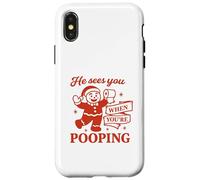 He Sees You When You’re Pooping Shirt Navidad Divertido Carcasa para iPhone X/XS