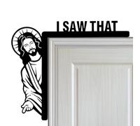 He visto la decoración de esquina de la puerta de Jesús | Marco de puerta "Te veo, he visto este signo de Jesús" | Creativa y divertida decoración de esquina con marco de madera, decoración de esquina