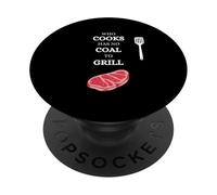 He Who Cooks no Tiene carbón para Barbacoa Saying Carne PopSockets PopGrip Adhesivo