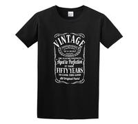 HE YE SHAN ZHA TIAO Birthday Vintage 50Th 70Th Year Old Funny Choose Your Year Gift Unisex 100% Cotton Short-Sleeve T-Shirts Black M