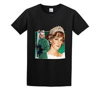 HE YE SHAN ZHA TIAO Diana Princess of Wales Vintage T Shirt Unisex 100% Cotton Short-Sleeve T-Shirts Black L