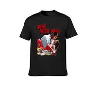 HE YE SHAN ZHA TIAO Gone The Wind Gone The Wind Vintage Clark Gable Unisex 100% Cotton Short-Sleeve T-Shirts Black XXL