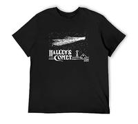 HE YE SHAN ZHA TIAO Halley'S Comet Space Geek Vintage Graphic Science Astronomy Astrology Unisex Cotton T-Shirts Black XXL