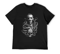HE YE SHAN ZHA TIAO Howard Phillips Lovecraft Dark Unisex 100% Cotton Short-Sleeve T-Shirts Black XL