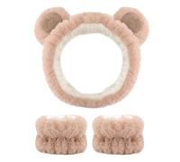Head and Wrist Bands, Skin Care Face Wash Band, Yoga Headband, Plush Washband, Animal Ears Headband, Face Washing Band, Yoga and Facial Care Headband with Wrist Band for Washing Face