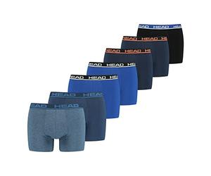HEAD Calzoncillos tipo bóxer para hombre, paquete de 7 unidades, Azul/Negro/Gris (004), L