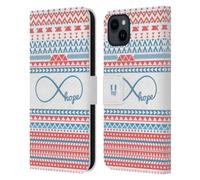 Head Case Designs Esperanza Azteca de Infinito Funda de Cuero Tipo Cartera Compatible con Apple iPhone 15 Plus