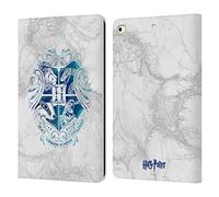 Head Case Designs Funda de Piel Tipo Cartera con Licencia Oficial de Harry Potter Hogwarts Aguamenti Deathly Hallows IX Compatible con Apple iPad 9.7 2017 / iPad 9.7 2018