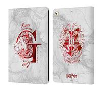 Head Case Designs Funda de Piel Tipo Libro con Licencia Oficial de Harry Potter Gryffindor Aguamenti Deathly Hallows IX Compatible con Apple iPad 9.7 2017 / iPad 9.7 2018