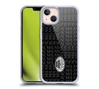 Head Case Designs Licenciado Oficialmente AC Milan Negro y Gris Patrones de Cresta Caso Funda de Gel Suave Compatible con Apple iPhone 13