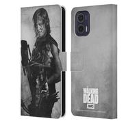Head Case Designs Licenciado Oficialmente AMC The Walking Dead Daryl Doble Exposición Carcasa de Cuero Tipo Libro Compatible con Motorola Moto G73 5G