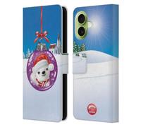 Head Case Designs Licenciado Oficialmente Animal Club International Polar Bear Bolas navideñas Funda de Cuero Tipo Cartera Compatible con Apple iPhone 17