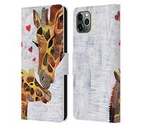 Head Case Designs Licenciado Oficialmente Artpoptart Jirafas Agradables Animales Carcasa de Cuero Tipo Libro Compatible con Apple iPhone 11 Pro MAX