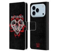 Head Case Designs Licenciado Oficialmente Black Veil Brides Corazón de Calavera Arte de Banda Funda de Cuero Tipo Cartera Compatible con Apple iPhone 17 Pro