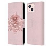 Head Case Designs Licenciado Oficialmente Cat Coquillette Lotus Bloom Mandala 3 Patrones 6 Carcasa de Cuero Tipo Libro Compatible con Apple iPhone 13