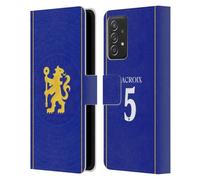 Head Case Designs Licenciado Oficialmente Chelsea Football Club Maxence Lacroix 2026/27 Camiseta Casa Jugadores 1er Grupo Funda de Cuero Tipo Cartera Compatible con Galaxy A52 / A52s / 5G (2021)