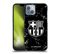 Head Case Designs Licenciado Oficialmente FC Barcelona Mármol Negro Patrones de Cresta Carcasa rígida Compatible con Apple iPhone 14