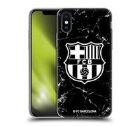 Head Case Designs Licenciado Oficialmente FC Barcelona Mármol Negro Patrones de Cresta Caso Funda de Gel Suave Compatible con Apple iPhone X/iPhone XS