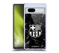 Head Case Designs Licenciado Oficialmente FC Barcelona Mármol Negro Patrones de Cresta Caso Funda de Gel Suave Compatible con Google Pixel 7a