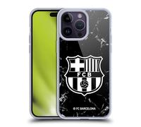 Head Case Designs Licenciado Oficialmente FC Barcelona Mármol Negro Patrones de Cresta Caso Funda de Gel Suave Compatible con Apple iPhone 14 Pro MAX