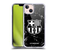 Head Case Designs Licenciado Oficialmente FC Barcelona Mármol Negro Patrones de Cresta Caso Funda de Gel Suave Compatible con Apple iPhone 13