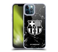 Head Case Designs Licenciado Oficialmente FC Barcelona Mármol Negro Patrones de Cresta Caso Funda de Gel Suave Compatible con Apple iPhone 12 Pro MAX