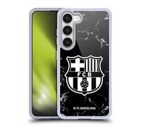 Head Case Designs Licenciado Oficialmente FC Barcelona Mármol Negro Patrones de Cresta Caso Funda de Gel Suave Compatible con Samsung Galaxy S23 5G