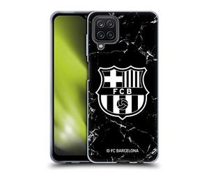 Head Case Designs Licenciado Oficialmente FC Barcelona Mármol Negro Patrones de Cresta Caso Funda de Gel Suave Compatible con Samsung Galaxy A12 (2020)