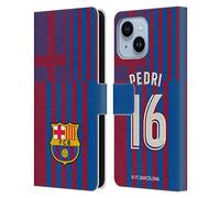 Head Case Designs Licenciado Oficialmente FC Barcelona Pedri 2021/22 Jugadores Inicio Kit Grupo 1 Carcasa de Cuero Tipo Libro Compatible con Apple iPhone 14 Plus